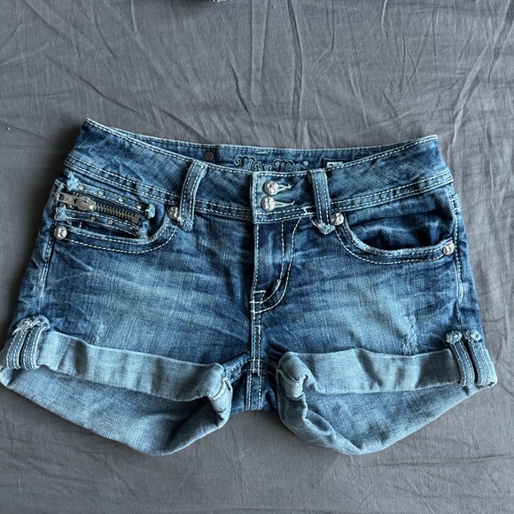 Miss Me Pants - Miss Me Short Shorts with Embellishments & Zippers